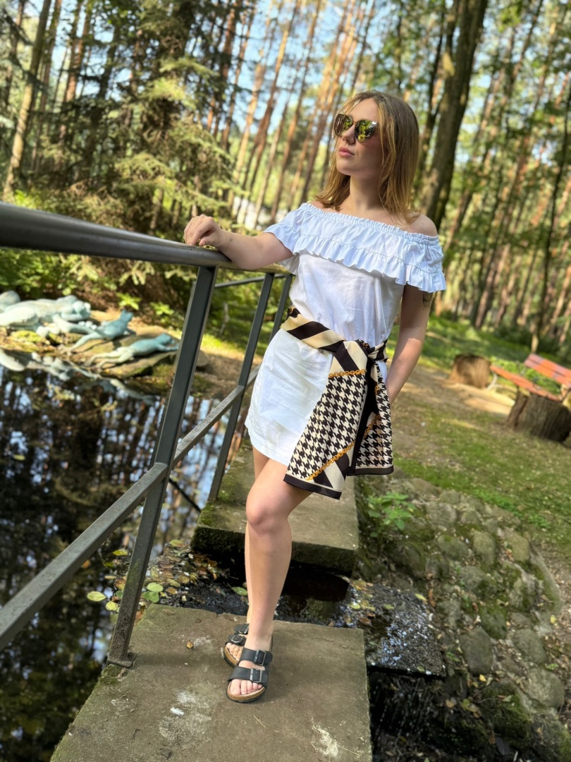 SDM-09 Unikat jedwabny szalik dwustronny 145x30cm